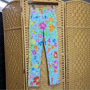 Gretchen Scott floral bodycon straight leg pull on pants size XXS summer vacay